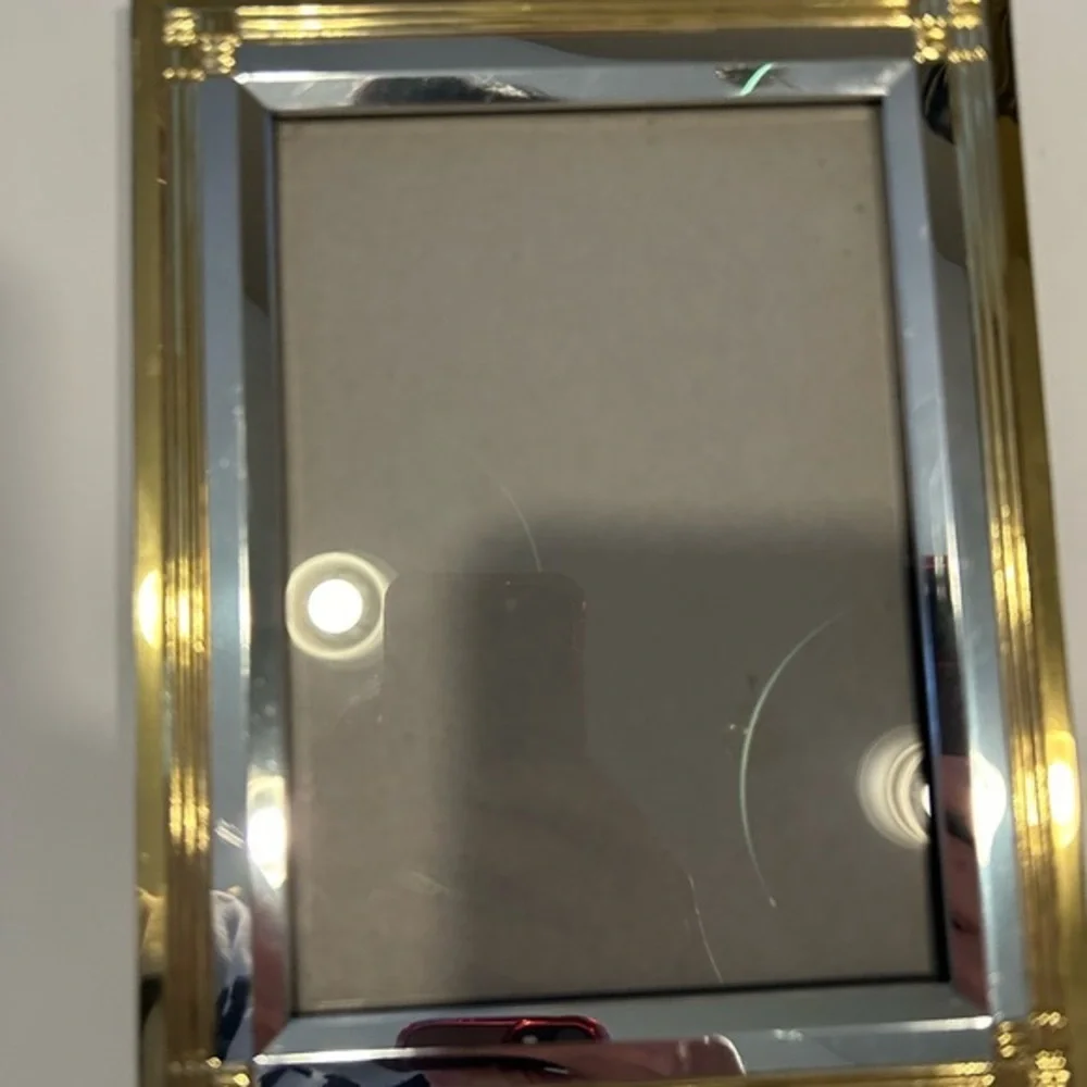 BURNES OF BOSTON 5 X 7 SILVER & GOLD FRAME WITH VELVET BACK AND STAND